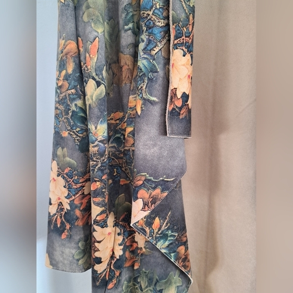 Anthropologie Solitaire Faux Suede Floral Open Front Jacket Women's Size Large - Picture 4 of 9